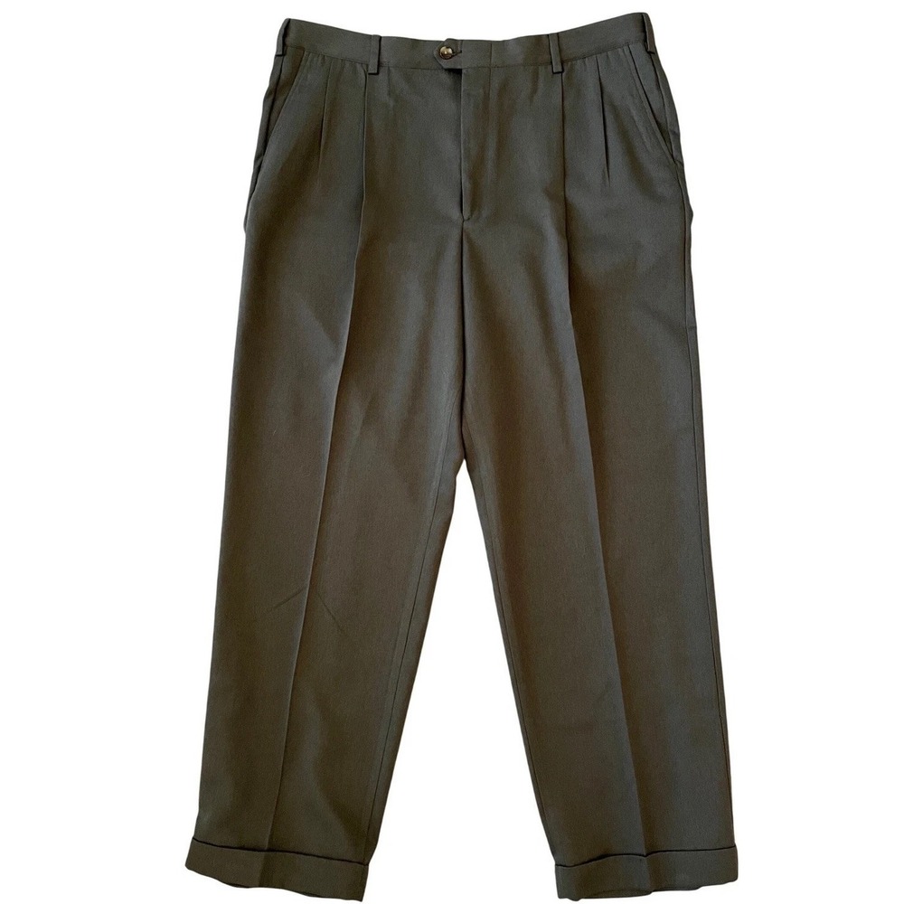 NWT The Sansabelt System Mens Pleated Dress Slacks Cuffed Gray Trousers 40x30